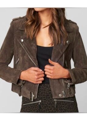 Blank NYC brown Suede Moto Jacket zippers edgy